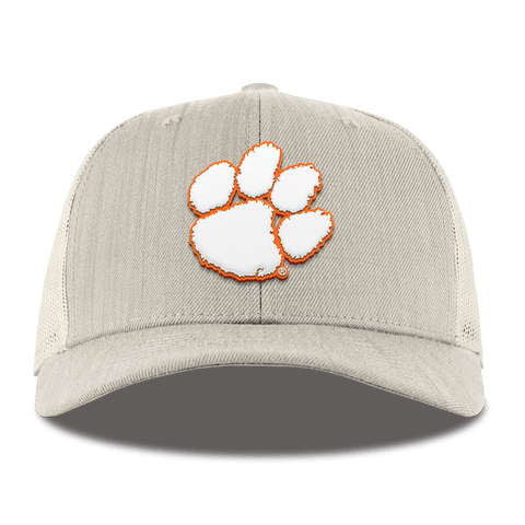 Clemson University "Clemson Tigers Paw" Curved Trucker Beige Heather 