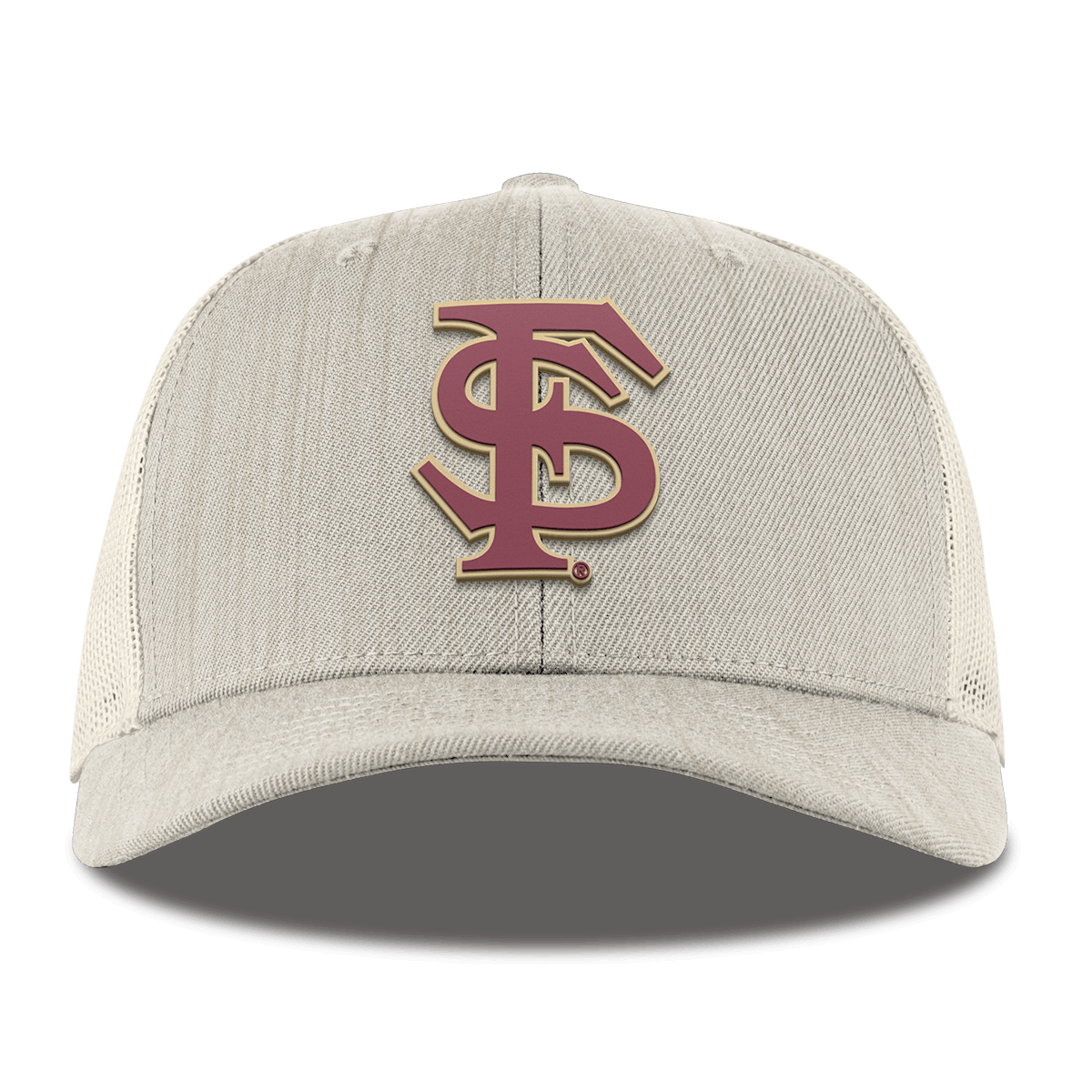 Florida State University "FSU Block" Curved Trucker Beige Heather