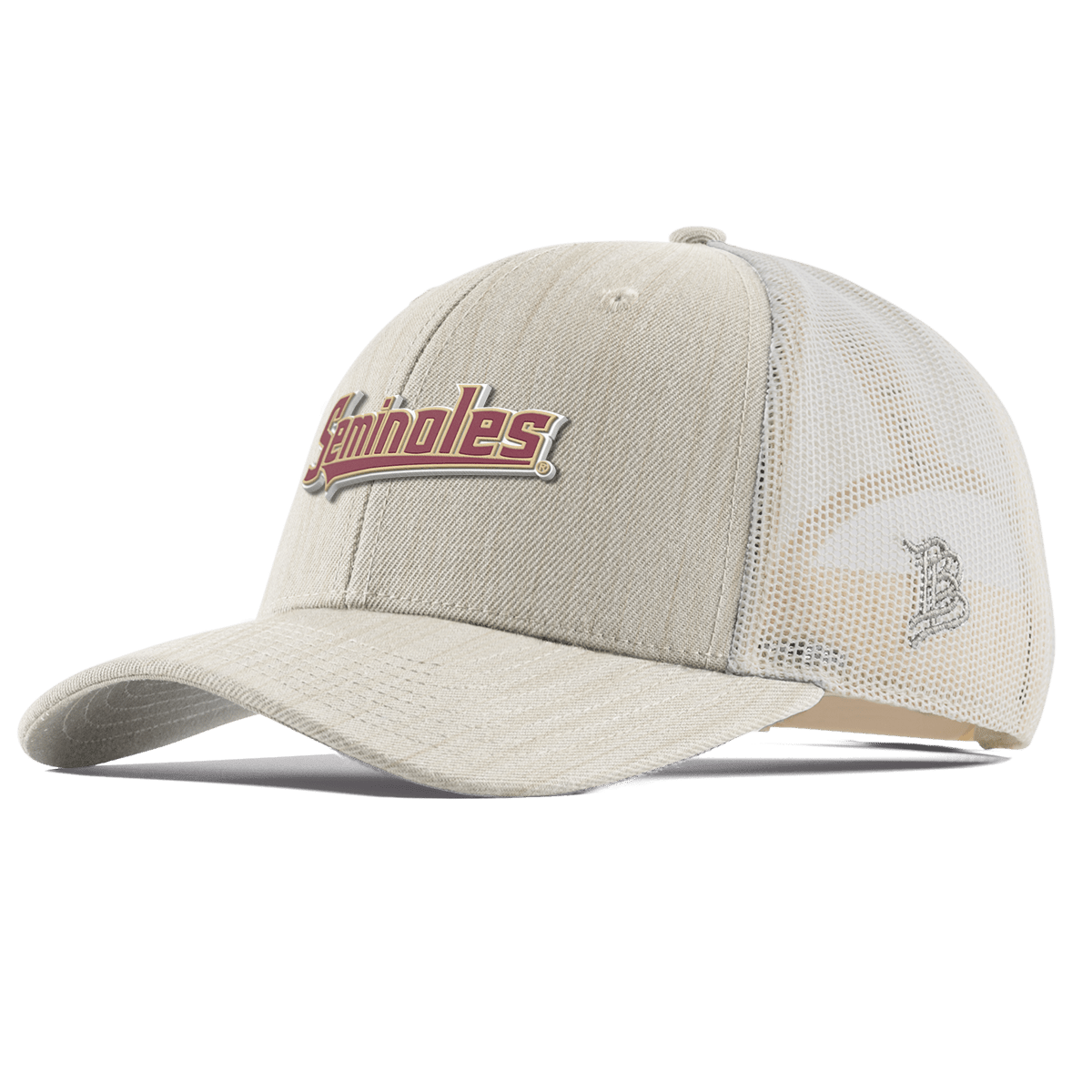 Florida State University "FSU Seminoles Block" Curved Trucker Beige Heather