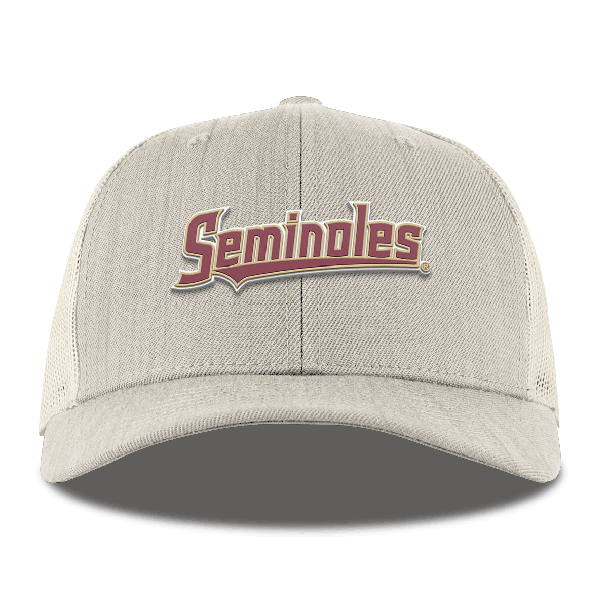 Florida State University "FSU Seminoles Block" Curved Trucker Beige Heather