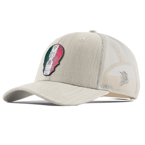 Fiesta Sugar Skull Curved Trucker Beige Heather