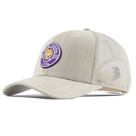 Louisiana State University "Geaux LSU Tigers" Curved Trucker Beige Heather 
