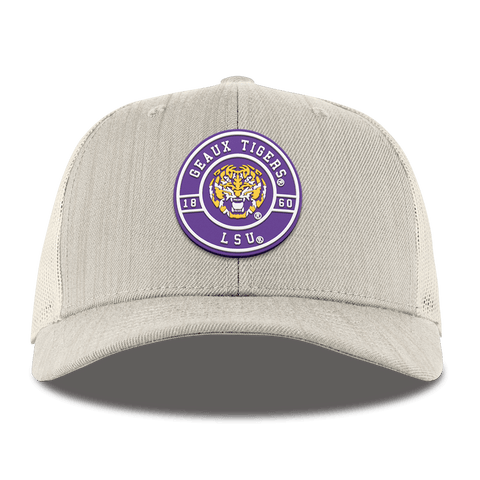 Louisiana State University "Geaux LSU Tigers" Curved Trucker Beige Heather