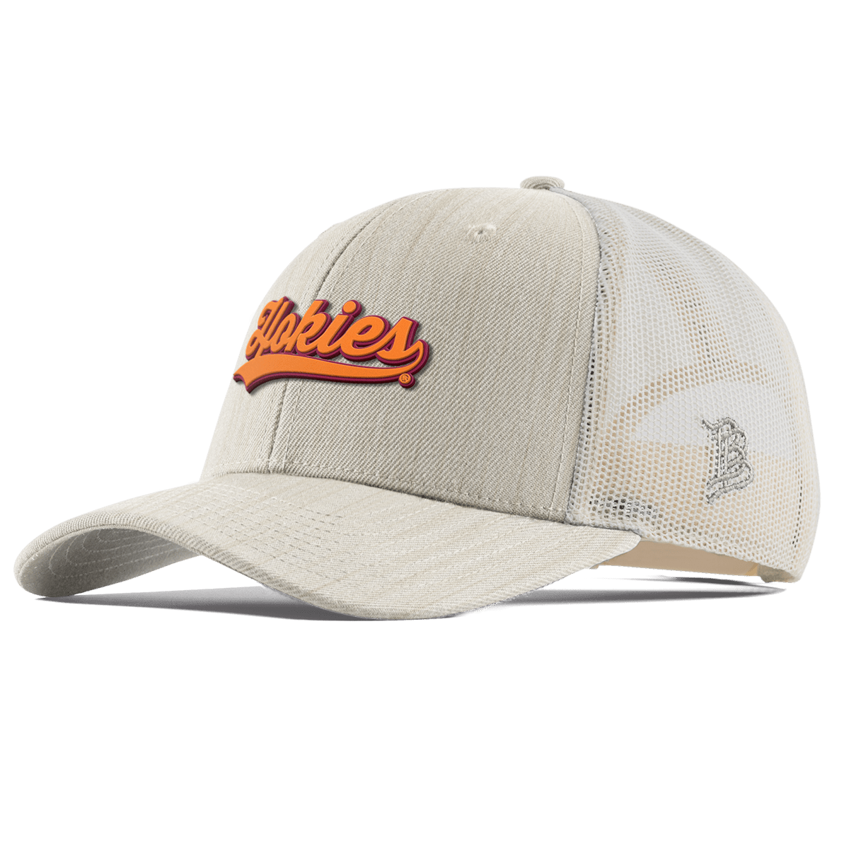 Virginia Tech University "Hokies Script" Curved Trucker Beige Heather