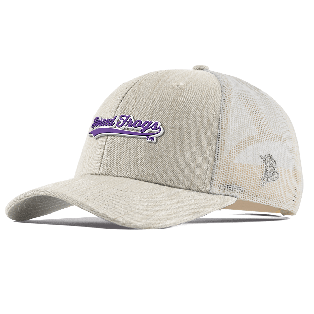 Texas Christian University "TCU Horned Frogs Scripts" Curved Trucker Beige Heather 