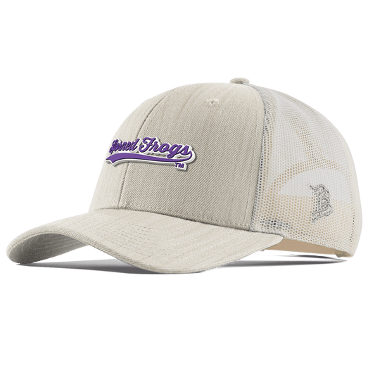 Texas Christian University "TCU Horned Frogs Scripts" Curved Trucker Beige Heather 