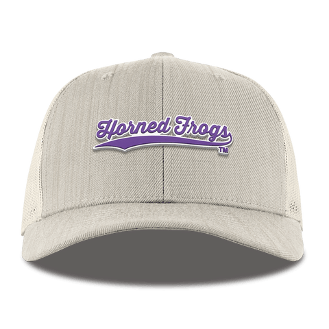 Texas Christian University "TCU Horned Frogs Scripts" Curved Trucker Beige Heather 