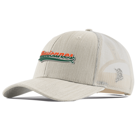 University of Miami "Hurricanes Script" Curved  Trucker Beige Heather