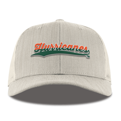 University of Miami "Hurricanes Script" Curved  Trucker Beige Heather