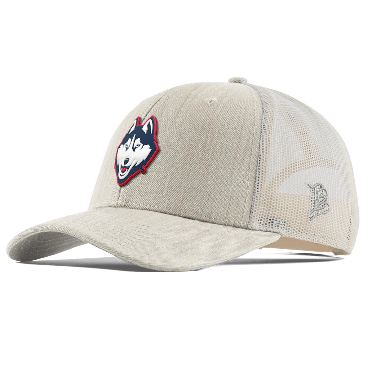 University of Connecticut "Huskies Mascot" Curved Trucker Beige Heather