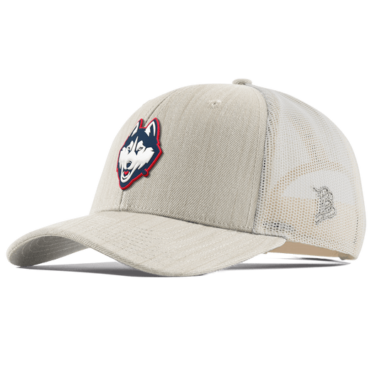 University of Connecticut "Huskies Mascot" Curved Trucker Beige Heather