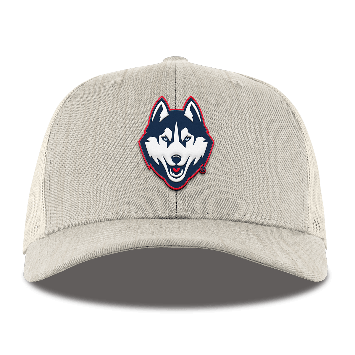 University of Connecticut "Huskies Mascot" Curved Trucker Beige Heather