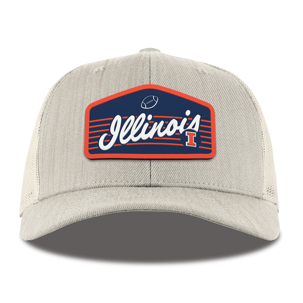 University of Illinois "Illini Football" Curved Trucker Beige Heather