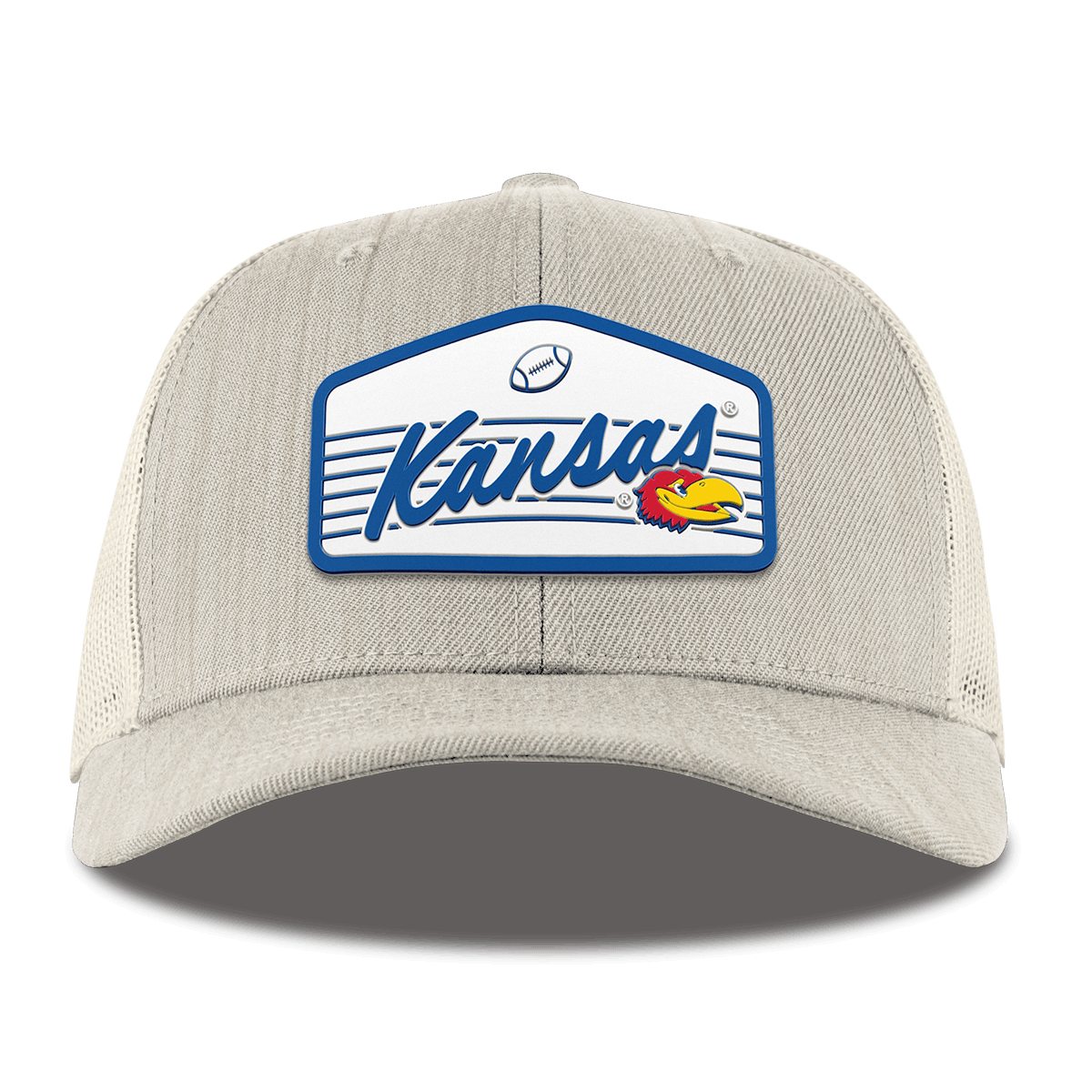 University of Kansas "Jayhawks Football" Curved Trucker Beige Heather