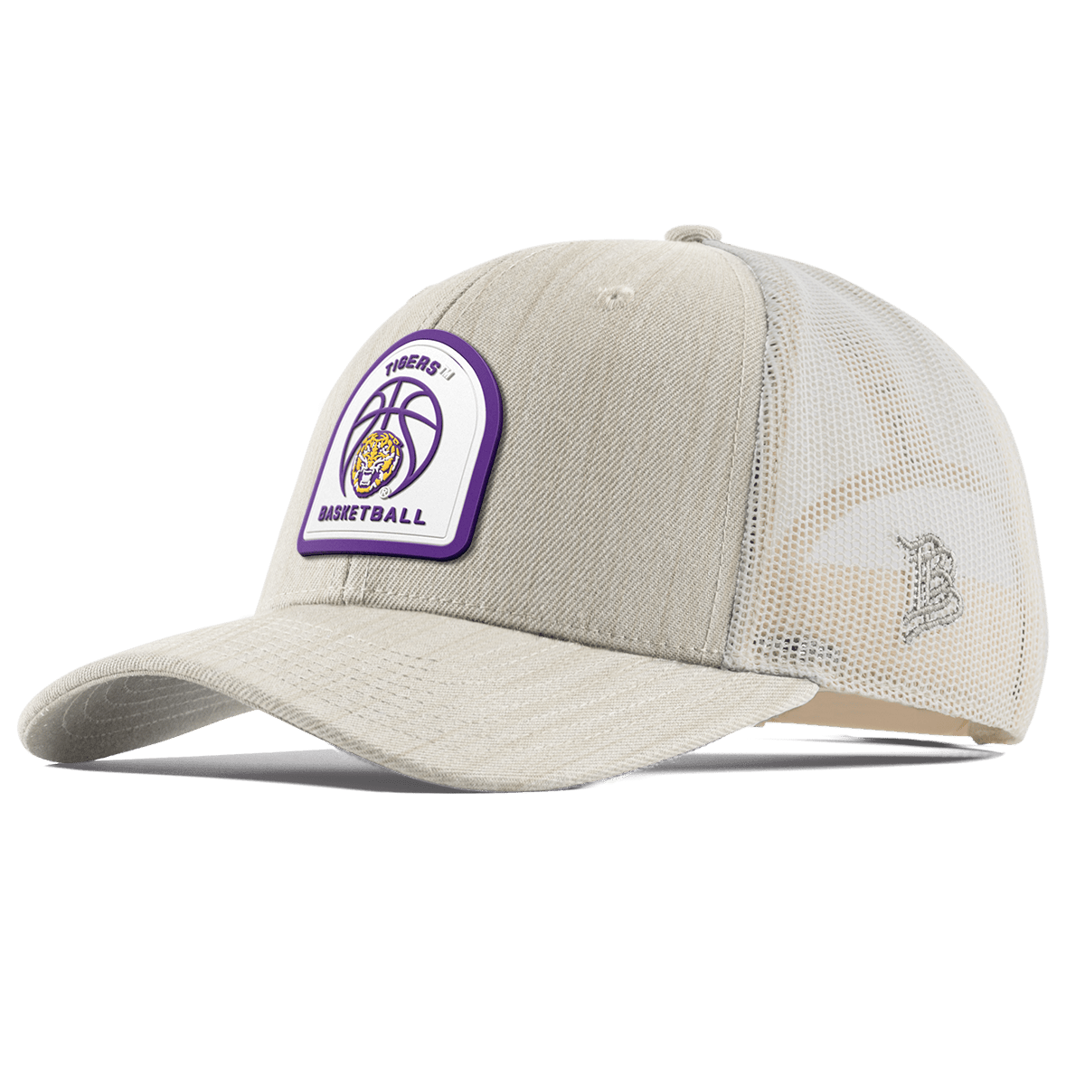 Louisiana State University "LSU Basketball" Curved Trucker Beige Heather Gray