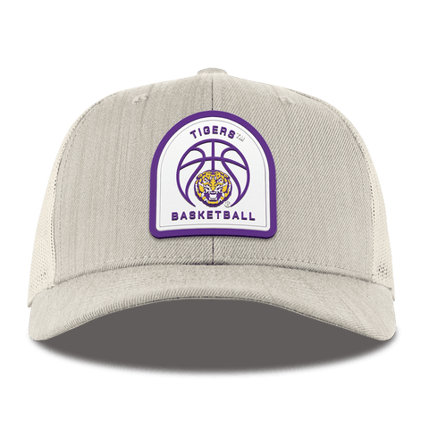 Louisiana State University "LSU Basketball" Curved Trucker Beige Heather Gray