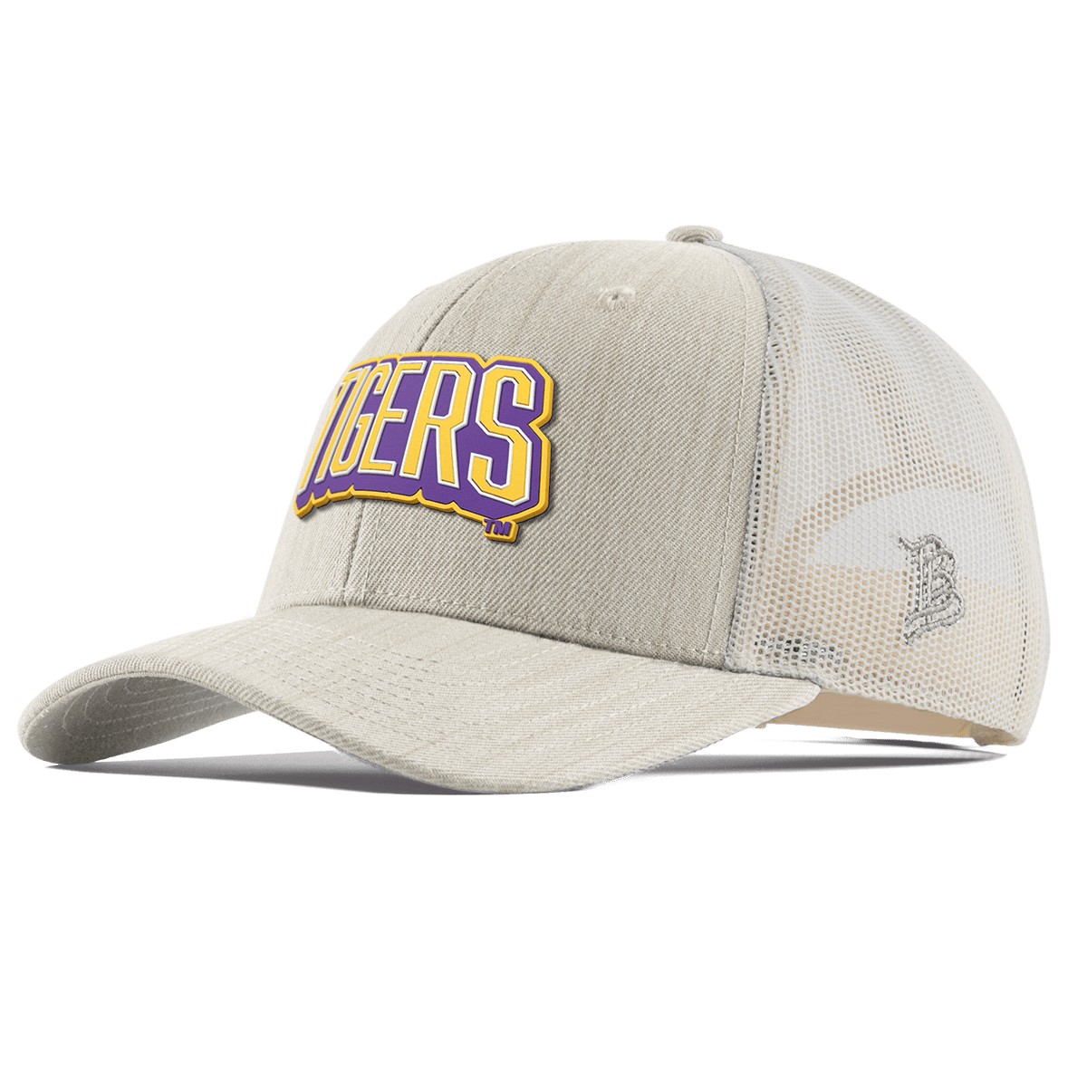 Louisiana State University "LSU Tigers Block" Curved Trucker Beige Heather