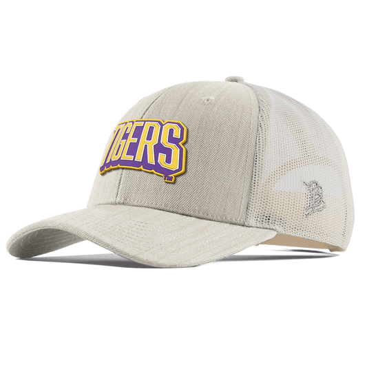 Louisiana State University "LSU Tigers Block" Curved Trucker Beige Heather