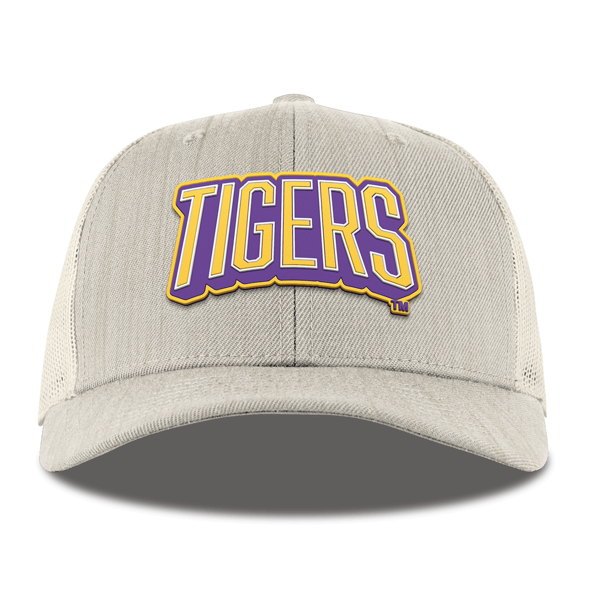 Louisiana State University "LSU Tigers Block" Curved Trucker Beige Heather