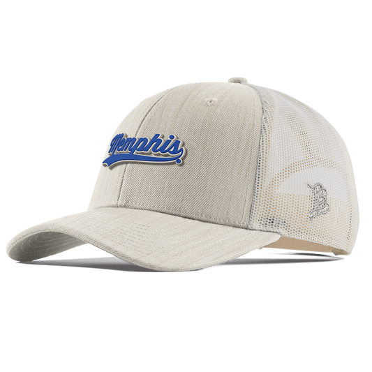 University of Memphis "Memphis Script" Curved Trucker Beige Heather 