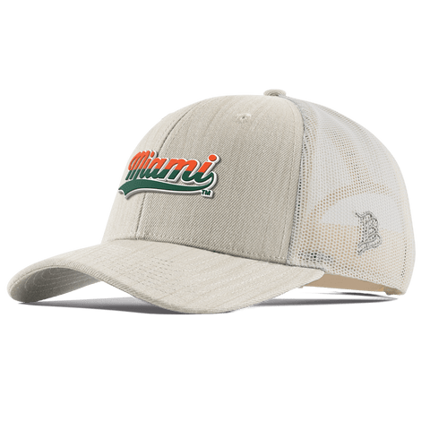 University of Miami "Miami Script" Curved  Trucker Beige Heather