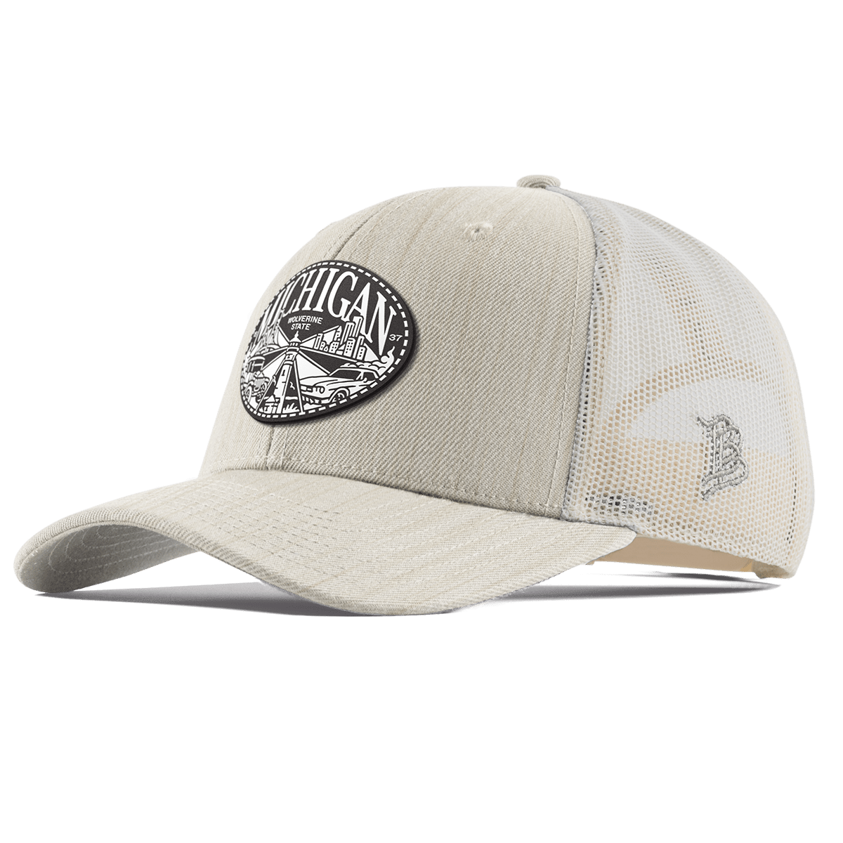 Michigan Traveler Curved Trucker Beige Heather