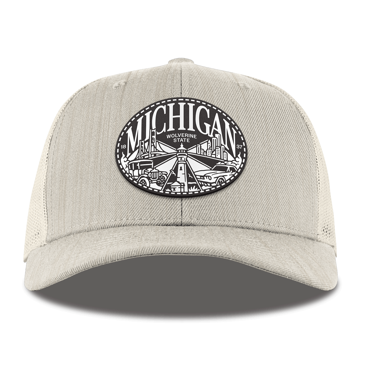 Michigan Traveler Curved Trucker Beige Heather