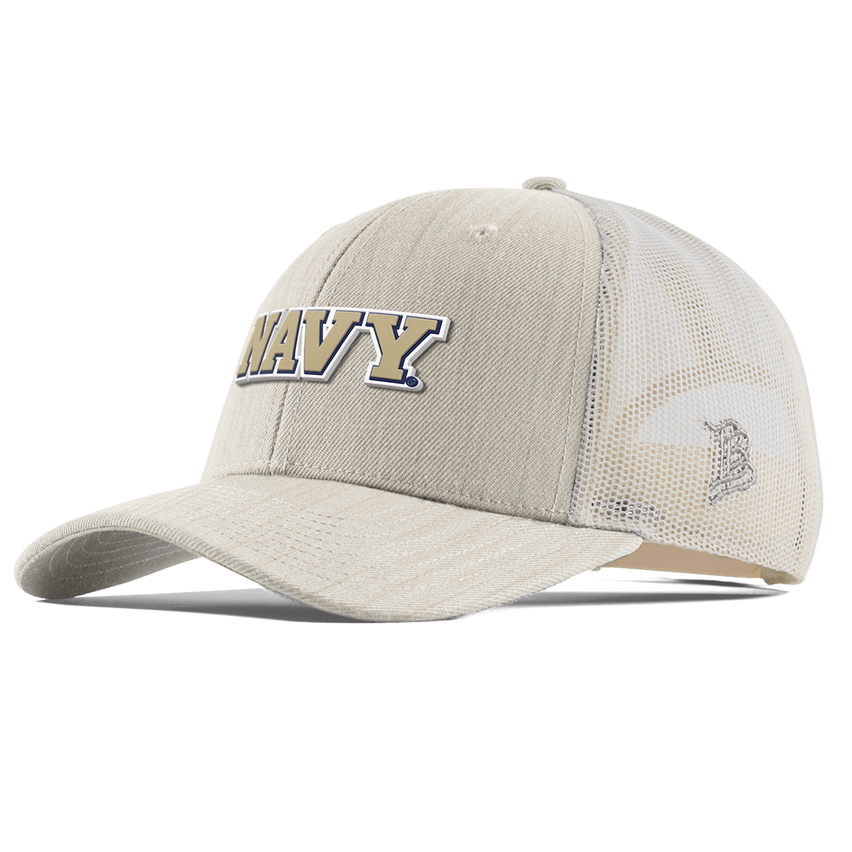 United States Naval Academy "Naval Academy Block" Curved Trucker Beige Heather
