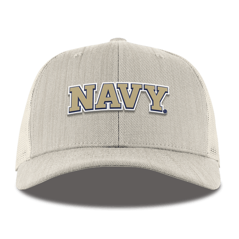 United States Naval Academy "Naval Academy Block" Curved Trucker Beige Heather