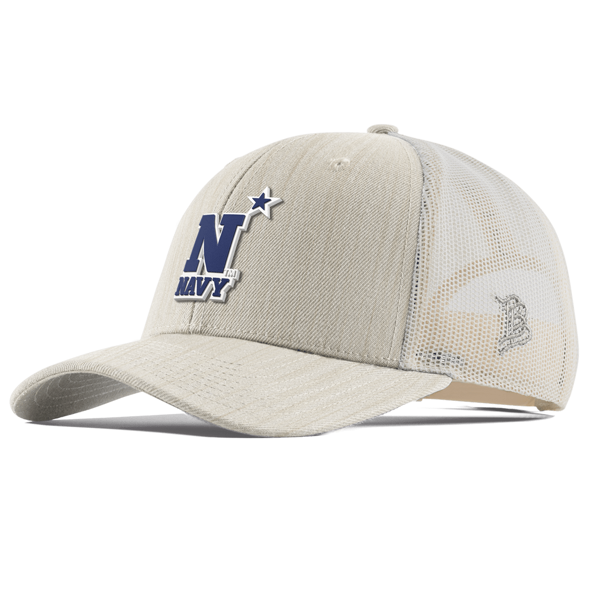 United States Naval Academy "Naval Academy Team Logo Navy" Curved Trucker Beige Heather