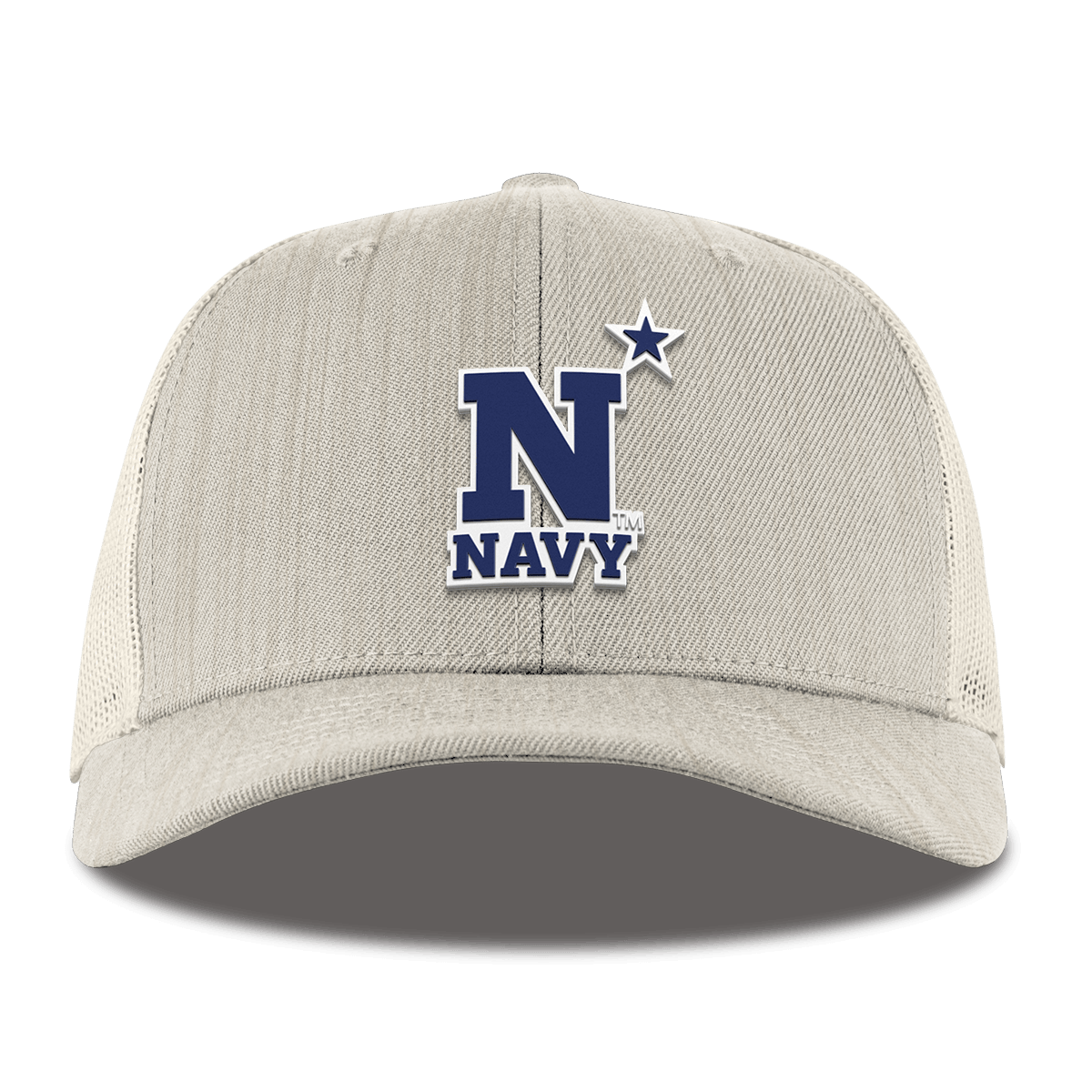 United States Naval Academy "Naval Academy Team Logo Navy" Curved Trucker Beige Heather