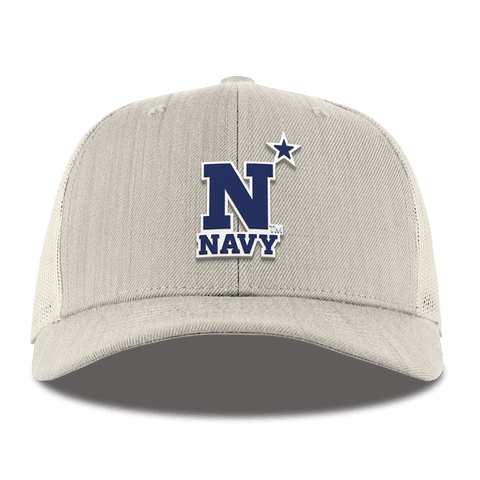 United States Naval Academy "Naval Academy Team Logo Navy" Curved Trucker Beige Heather