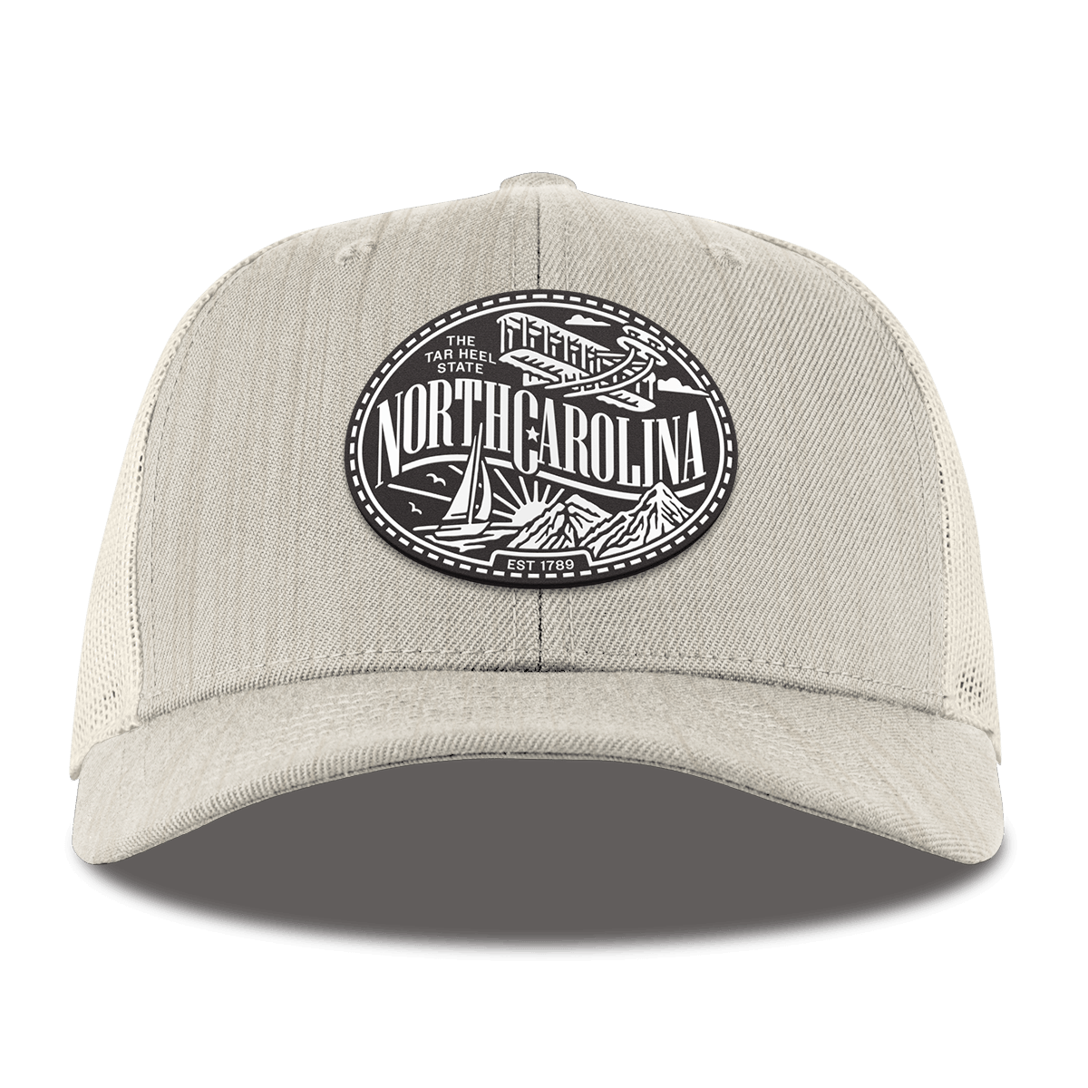 North Carolina Traveler Curved Trucker Back Beige Heather