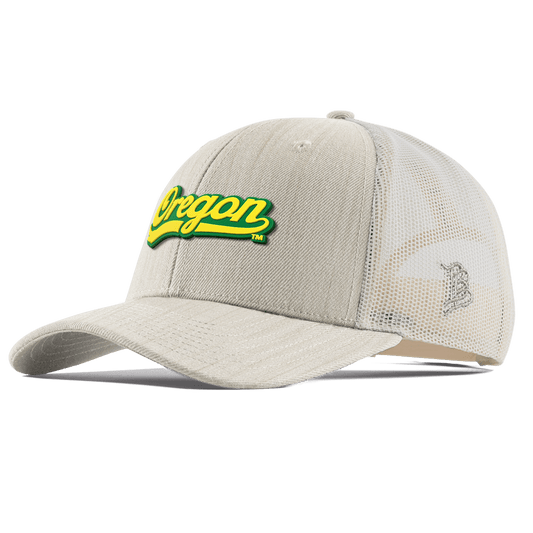 University of Oregon "Oregon Script" Curved Trucker Beige Heather