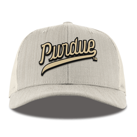 Purdue University "Purdue Script Gold" Curved Trucker Beige Heather