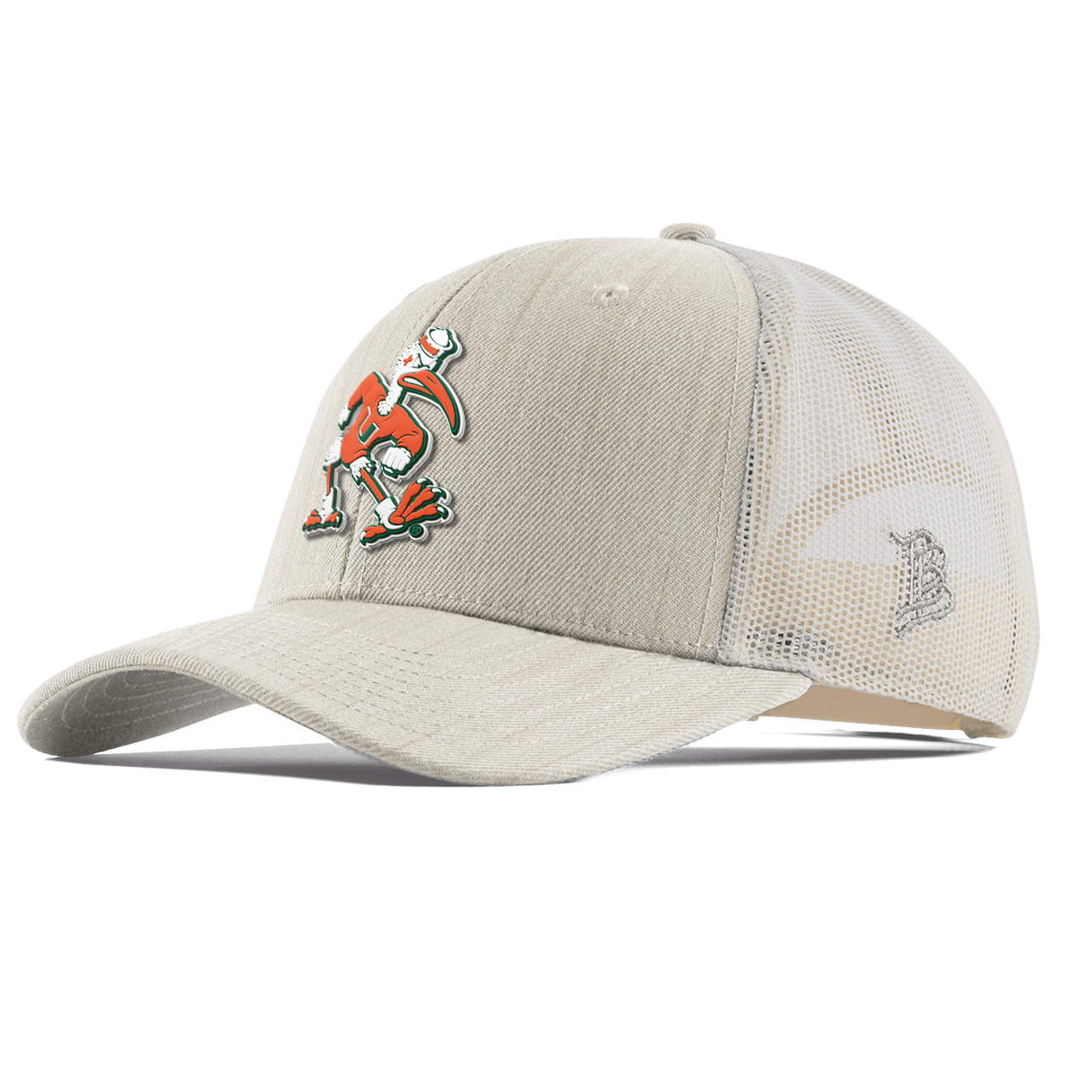 University of Miami "Sebastian the Ibis" Curved  Trucker Beige Heather