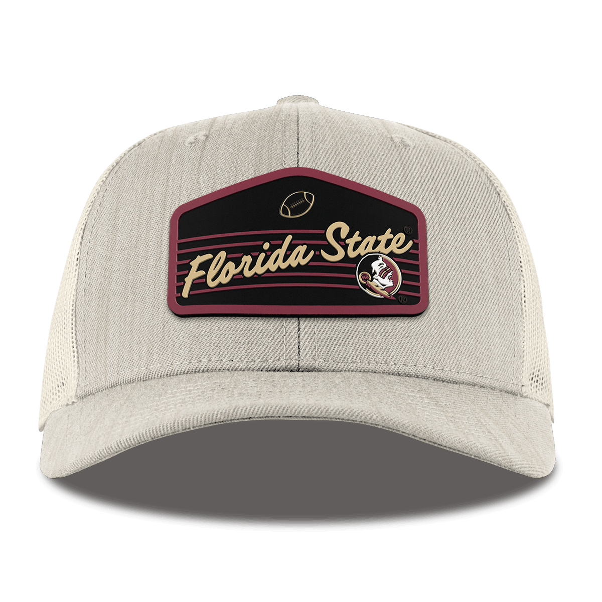 Florida State University "Seminole Football" Curved Trucker Beige Heather