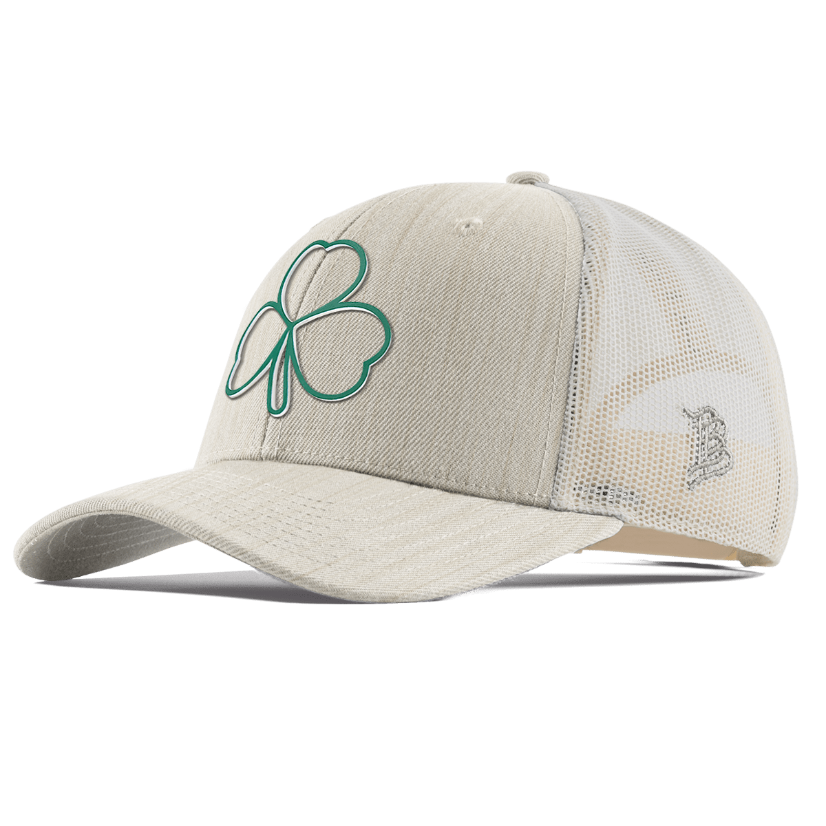 Stacked Shamrock Curved Trucker Beige Heather
