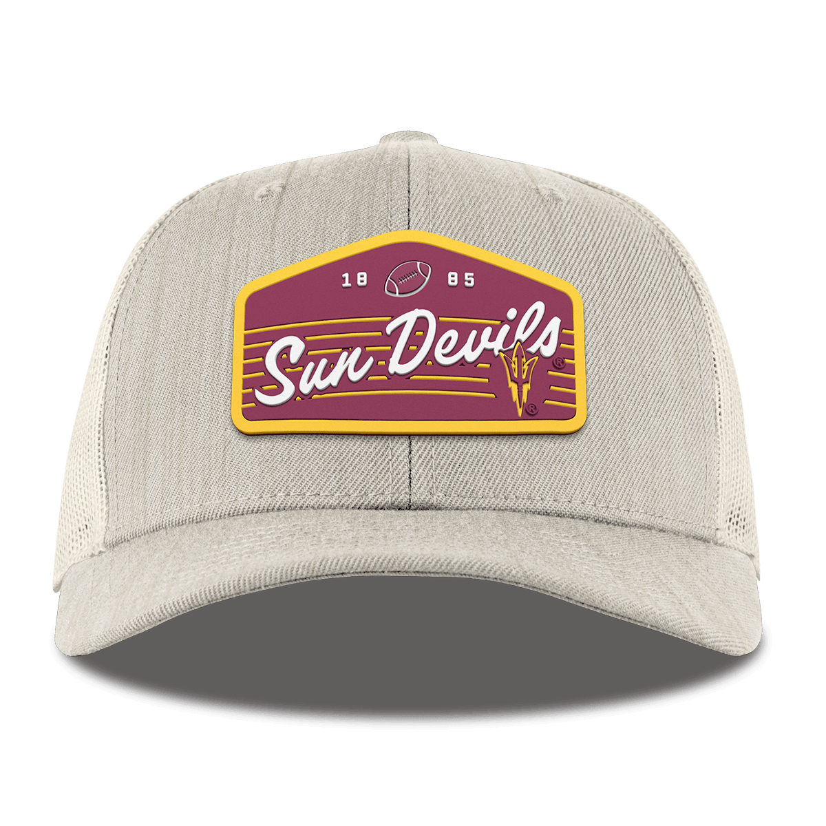 Arizona State University "Sun Devils Football" Curved Trucker Beige Heather