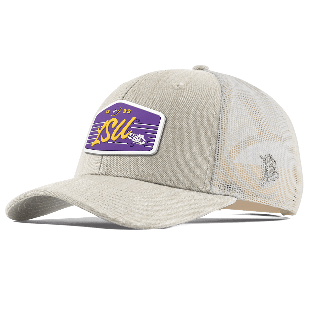 Louisiana State University "Tigers Football" Curved Trucker Beige Heather