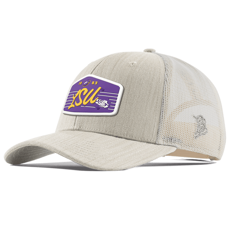 Louisiana State University "Tigers Football" Curved Trucker Beige Heather