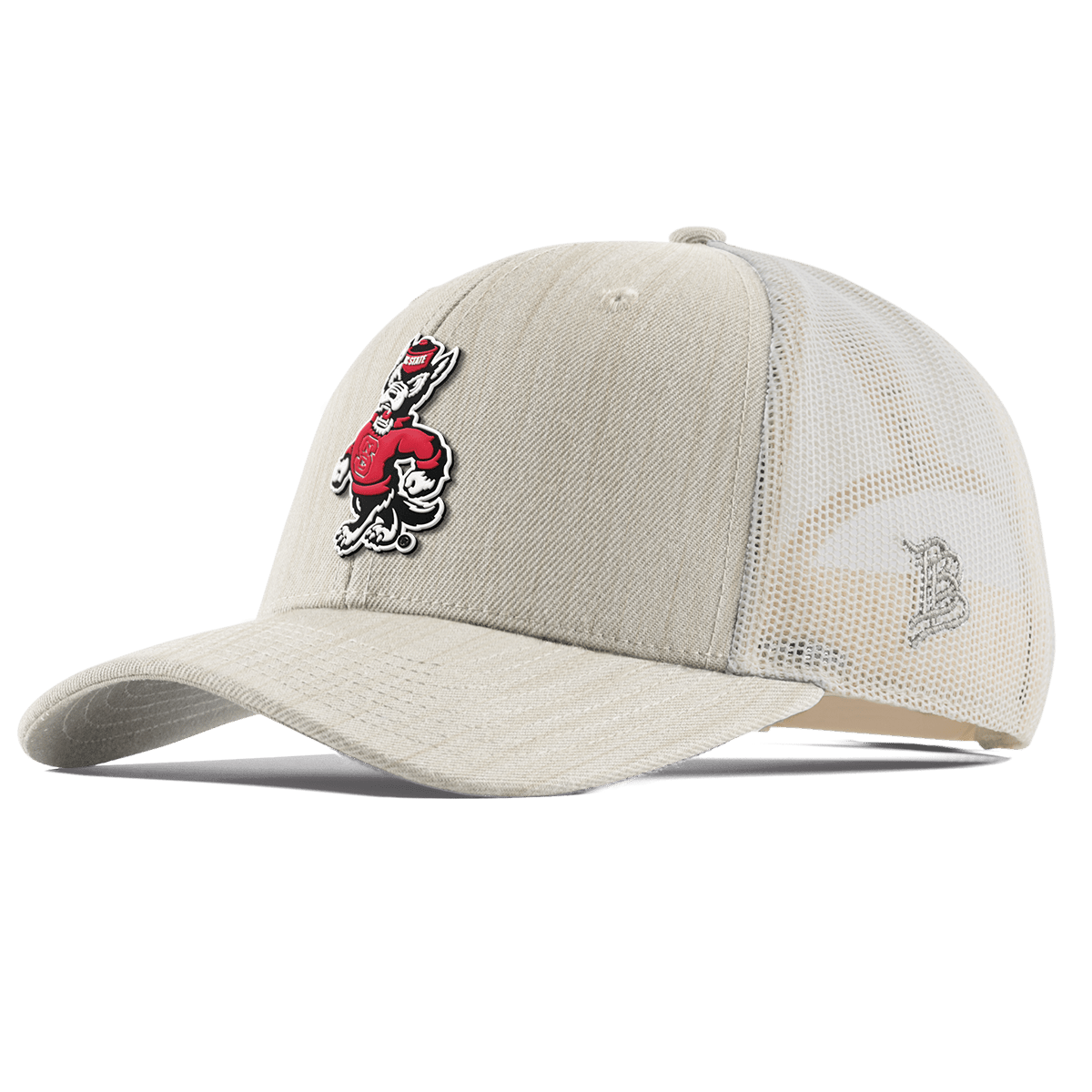 North Carolina State "Tuffy The Wolf" Curved Trucker Beige Heather