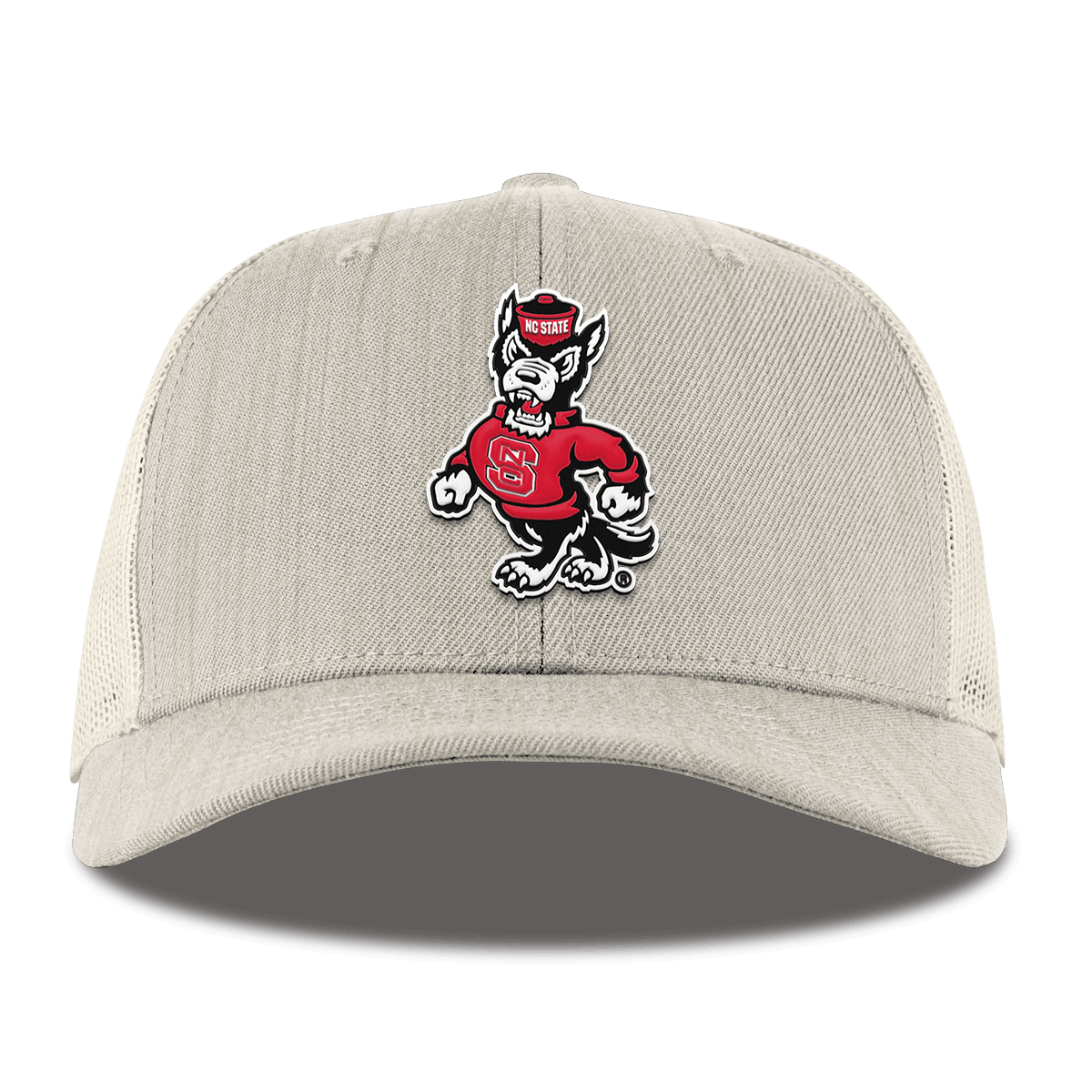 North Carolina State "Tuffy The Wolf" Curved Trucker Beige Heather