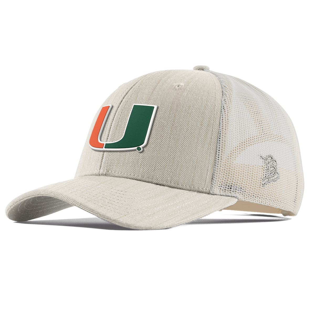 University of Miami "Miami Team Logo" Curved  Trucker Beige Heather