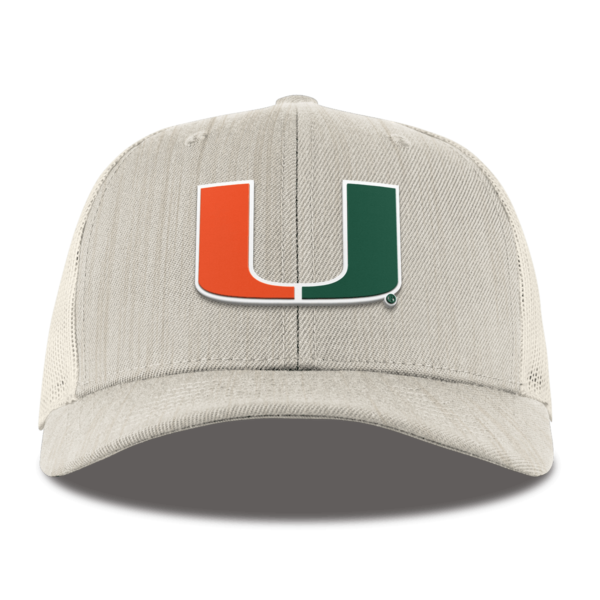 University of Miami "Miami Team Logo" Curved  Trucker Beige Heather