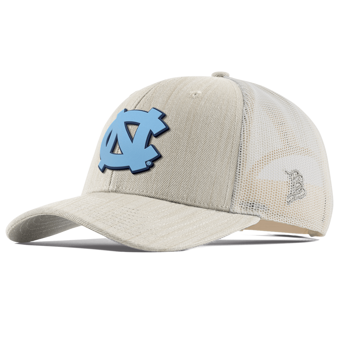 University of North Carolina "UNC Team Logo Carolina Blue" Curved Trucker Beige Heather 