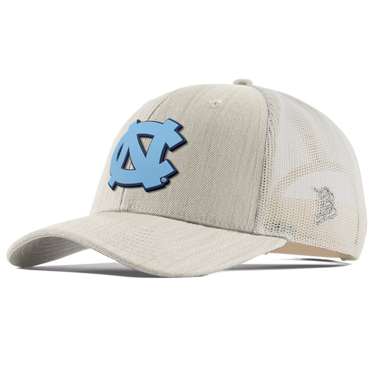 University of North Carolina "UNC Team Logo Carolina Blue" Curved Trucker Beige Heather 