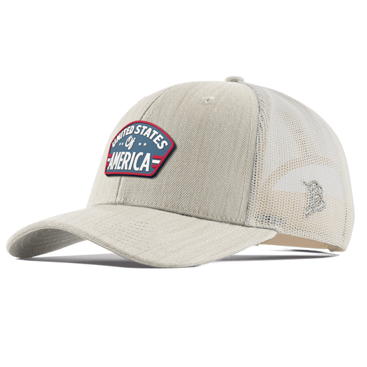 United States of America Badge Curved Trucker Beige Heather 