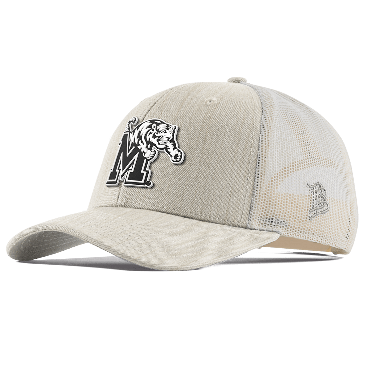University of Memphis "Vintage Memphis Team Logo" Curved Trucker Beige Heather