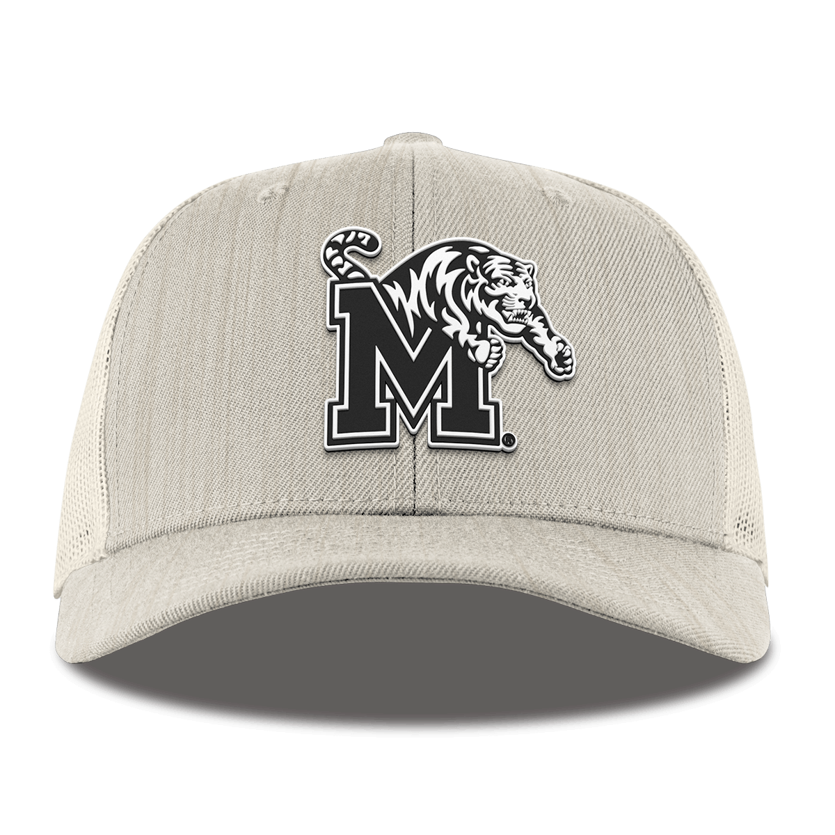 University of Memphis "Vintage Memphis Team Logo" Curved Trucker Beige Heather